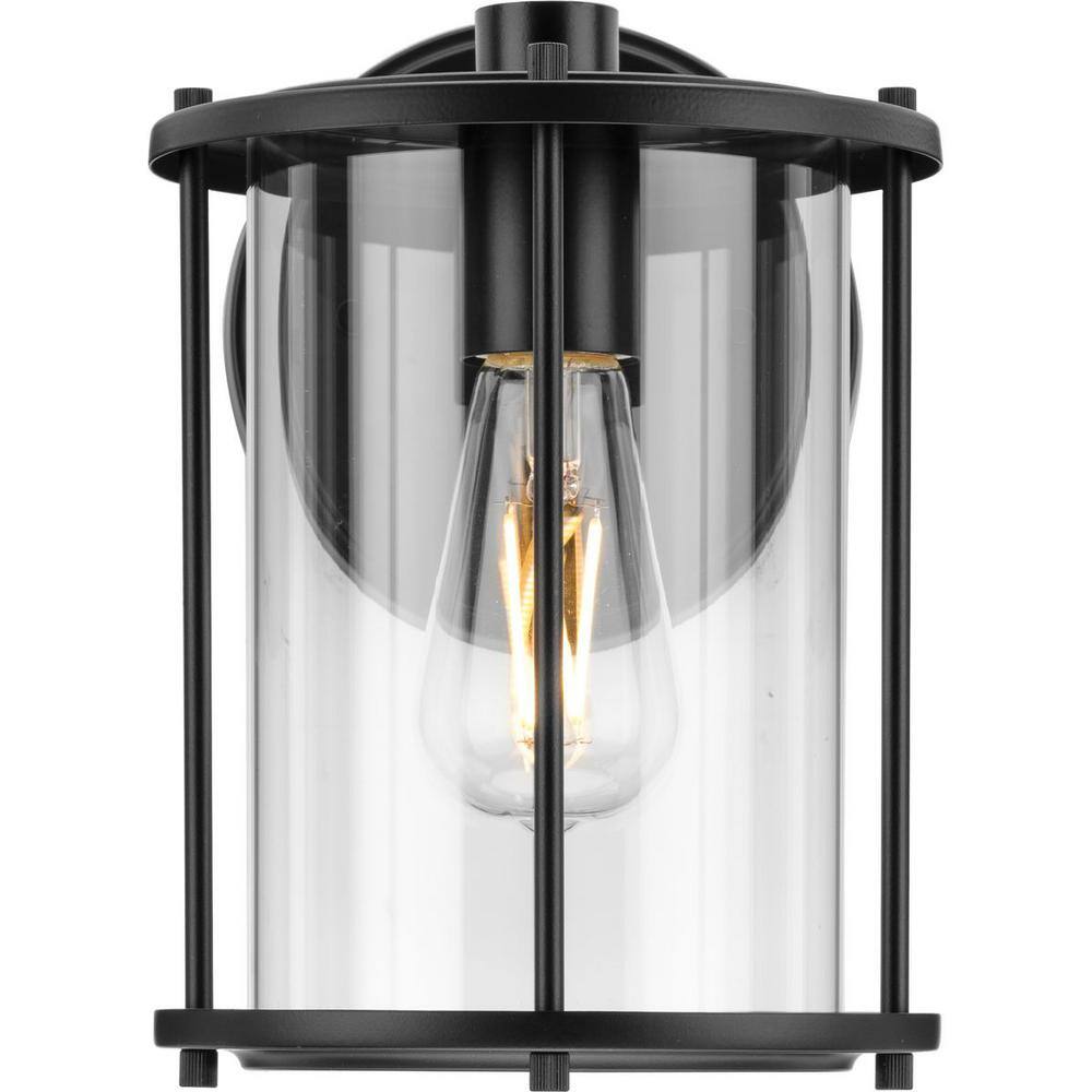 Matte Black and Clear Glass Cylinder Wall Sconce