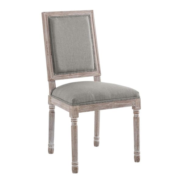 MODWAY Court Vintage Light Gray French Upholstered Fabric Dining Side Chair