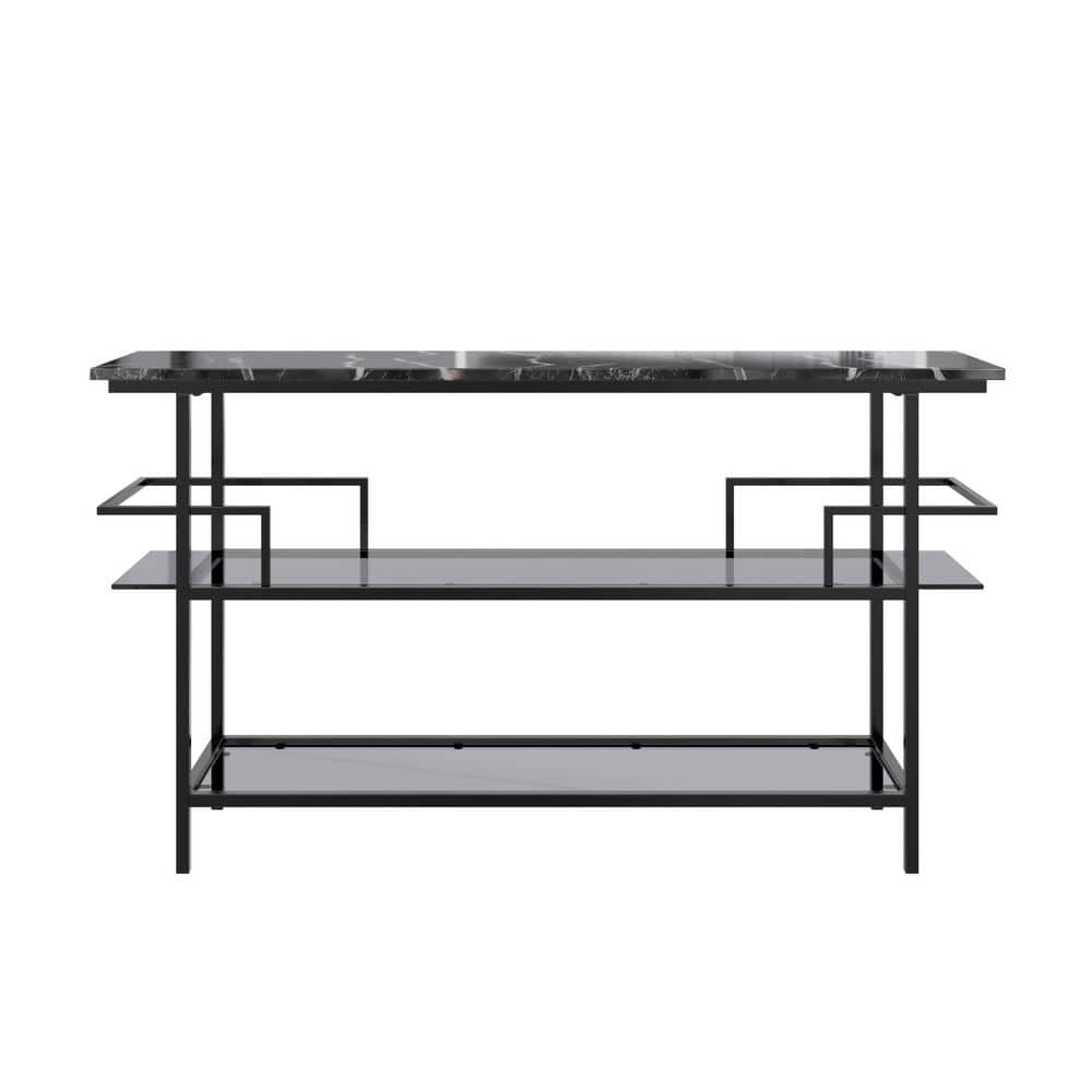 UPC 065857010404 product image for Barlow Console Unit, Black Faux Marble and Black Metal Frame | upcitemdb.com