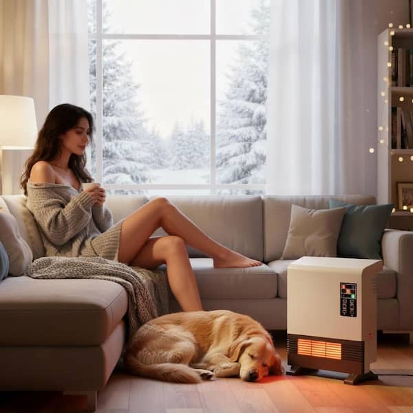 1500W Electric Portable Space Fan Heater Infrared Furnace Wall Mount and Freestanding, Thermostat, Remote, ETL certified