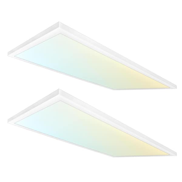LUXRITE 24 in. x 48 in. 5000 Lumens Integrated LED Panel Light 50-Watt 3 Color Selectable Damp Rated UL-Listed (2-Pack)