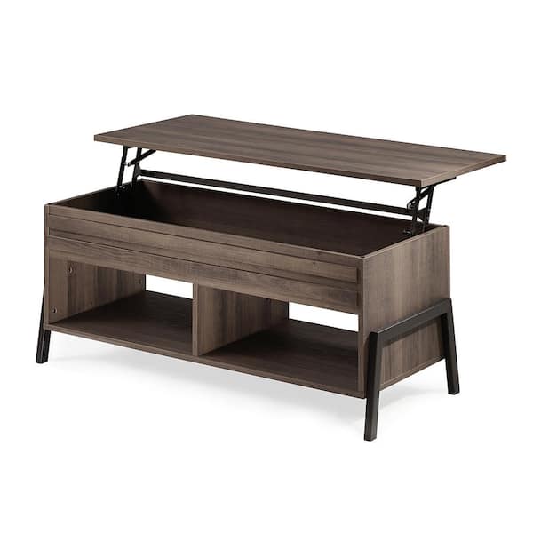 ARTFUL LIVING DESIGN Aurora 41.9 in. Brown Rectangle Manufactured Wood Storage Coffee Table with Lift Top