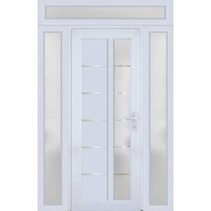 8088 64 in. x 94 in. Left-hand/Inswing Frosted Glass White SIlk Metal-Plastic Steel Prehung Front Door with Hardware