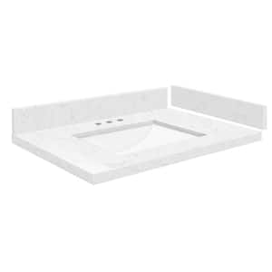 Silestone 25.25 in. W x 22.25 in. D Quartz White Rectangular Single Sink Vanity Top in Statuario