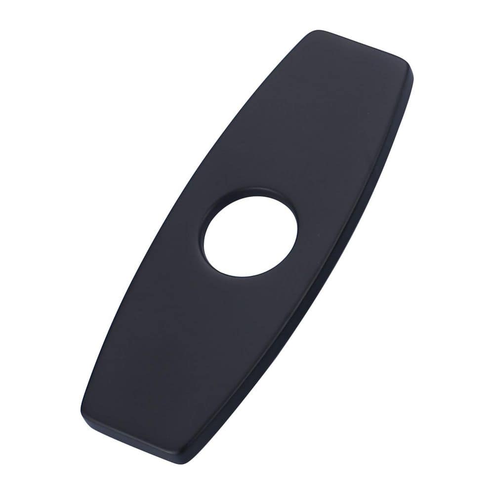 6.4 in. x 2.4 in. x 0.3 in. Stainles Steel Bathroom Sink Faucet Hole Cover Deck Plate Escutcheon in Matte Black price history on PriceWatchPro