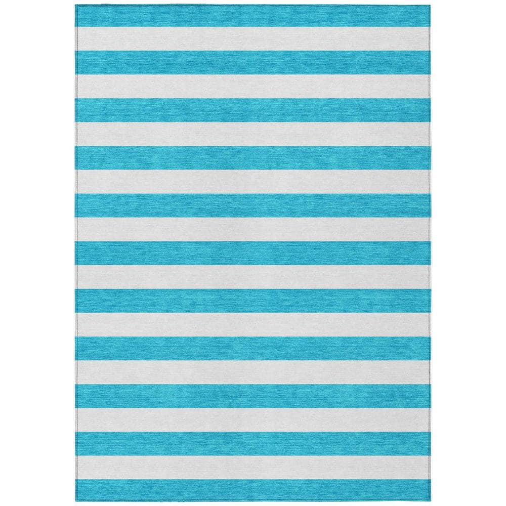 Teal 3 ft. x 5 ft. Woven Striped Polyester Rectangle Indoor/Outdoor Area Rug price history on PriceWatchPro