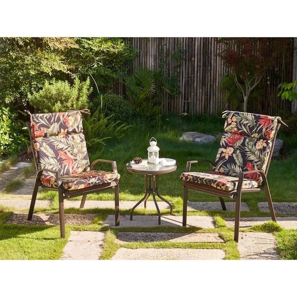 BLISSWALK Outdoor Cushions Dinning Chair Cushions with back Wicker Tufted  Pillow for Patio Furniture in Purple Flower YZB27 - The Home Depot