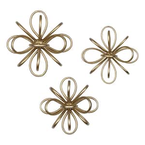 Glam 11.75 in. Round Gold Metal Burst Wall Decor (Set of 3)
