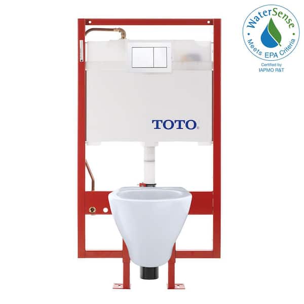 TOTO Aquia Duofit 2-piece 1.6 and 0.9 GPF Dual Flush Wall Mounted Elongated Toilet in Cotton White