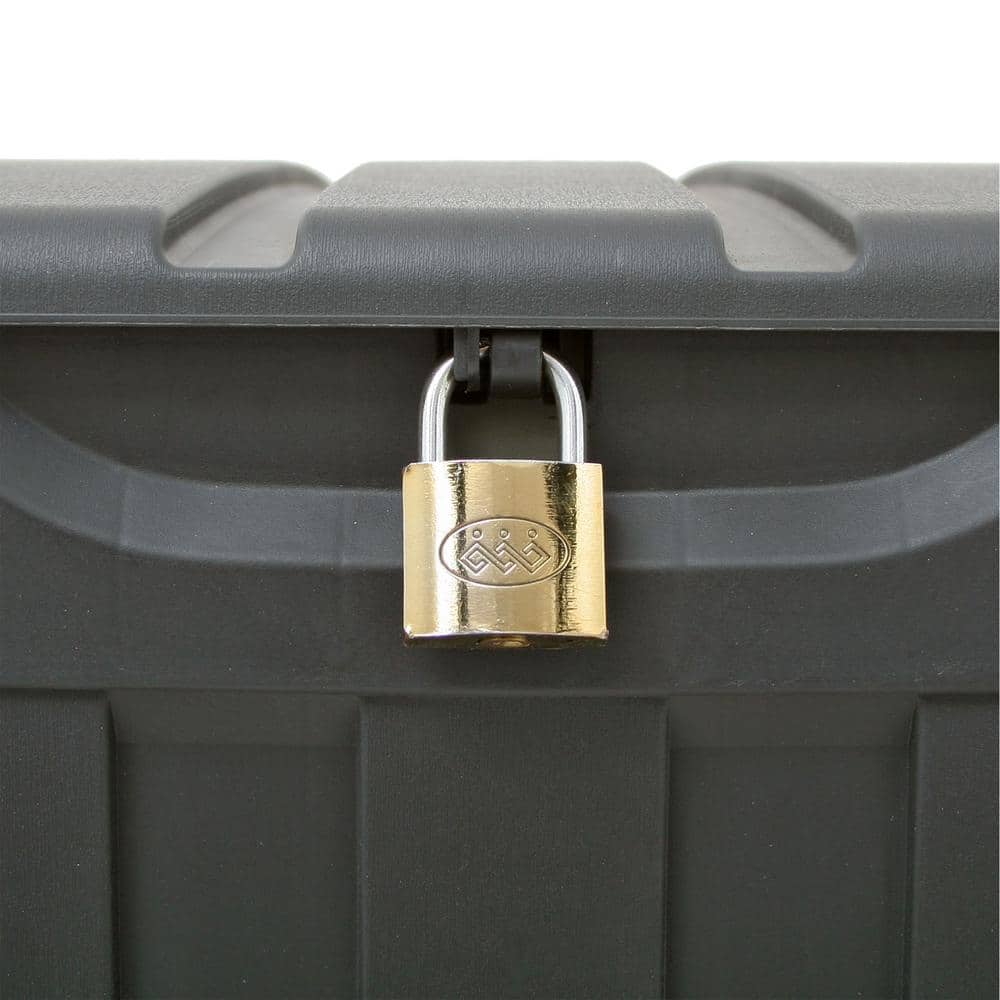 Gray 90 Gallon Lockable Plastic Deck Storage Box with Wheels