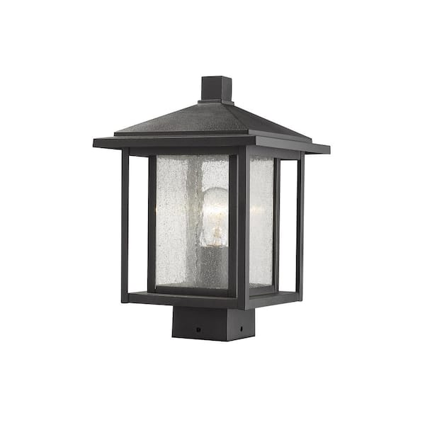 Unbranded Aspen 1-Light Black 13.3 in. Aluminum Hardwired Outdoor Weather Resistant Post Light Square Fitter with No Bulb Included