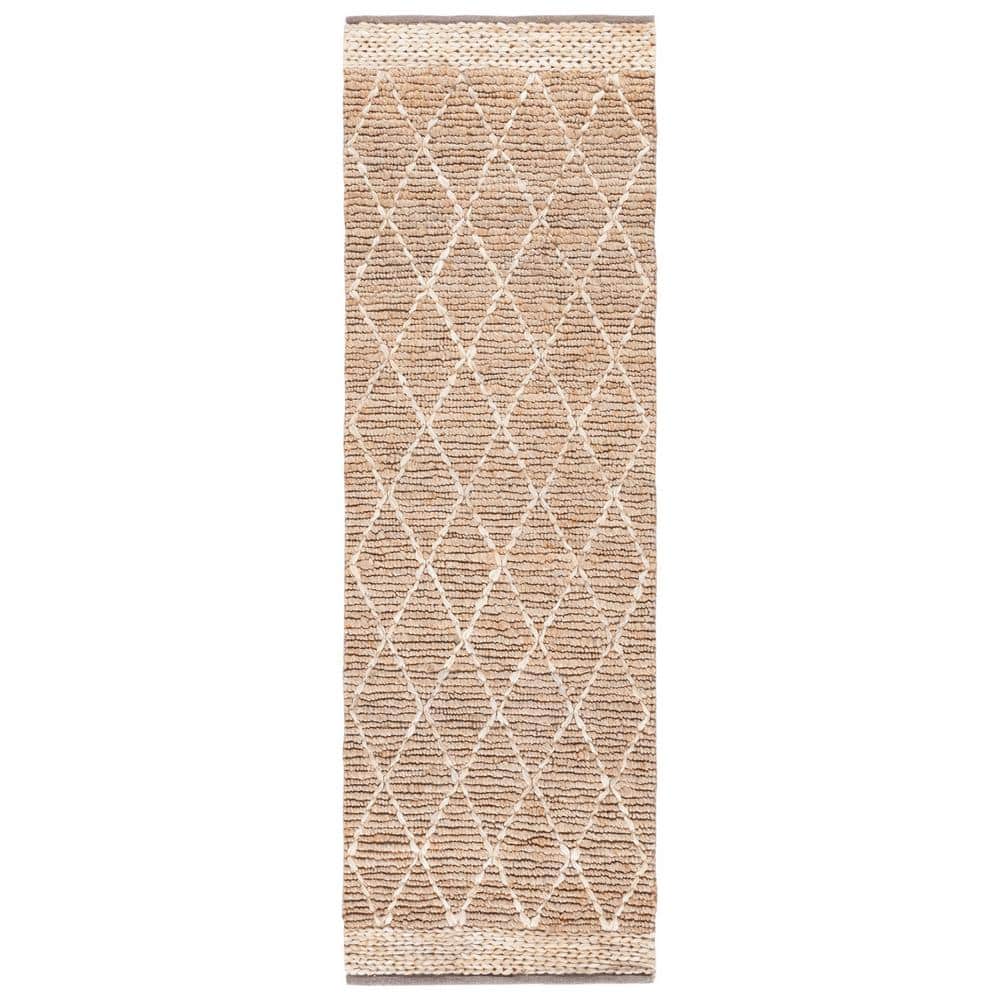 Diamond Runner Rug SAFAVIEH Natural Fiber Beige/Ivory 3 ft. x 8 ft. Border Multi-Diamond ...