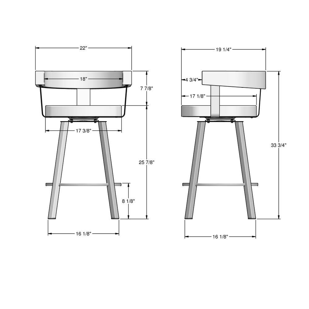 Parker 26'' Swivel Counter Stool in Grey White Polyester and Metallic Grey Metal