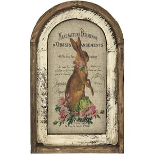 1-Piece Framed Bunny Rabbit Art Poster (B) Home/Easter Decor Wooden Vintage Rustic Poster Art Print 11.8 in. x 7.87 in.