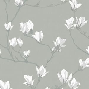 Magnolia Grove Slate Unpasted Removable Wallpaper Sample