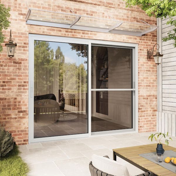 96 in. x 80 in. White Double Slide Aluminum Multi-Sliding Patio Door with Double Glazed Low-E Glass and Screen