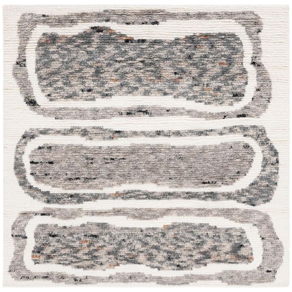 Casablanca 6 ft. x 6 ft. Ivory/Dark Gray Abstract Rectangle Square Area Rug