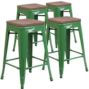 24 in. Green Bar Stool (4-Pack)