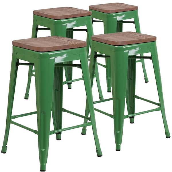Carnegy Avenue 24 in. Green Bar Stool (4-Pack)