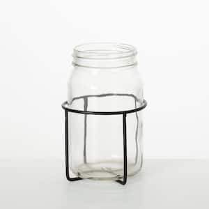 5.5 in. Modern Mason Jar in Black Cage, Glass