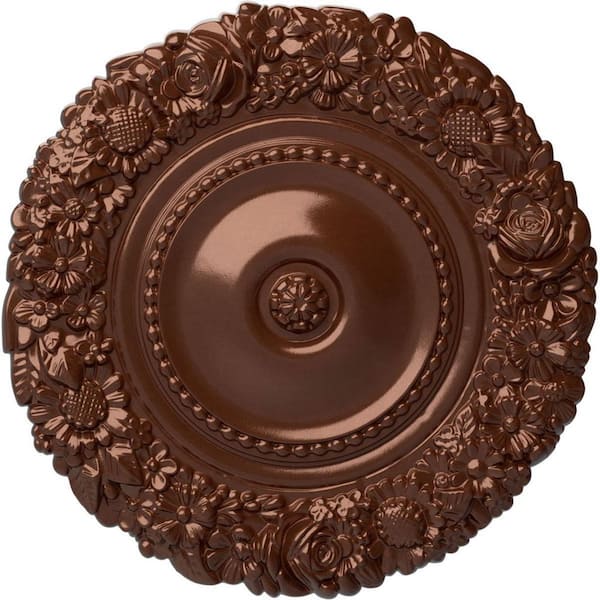 Ekena Millwork 21 in. x 2 in. Marseille Urethane Ceiling Medallion (Fits Canopies upto 7-3/8 in.), Copper Penny