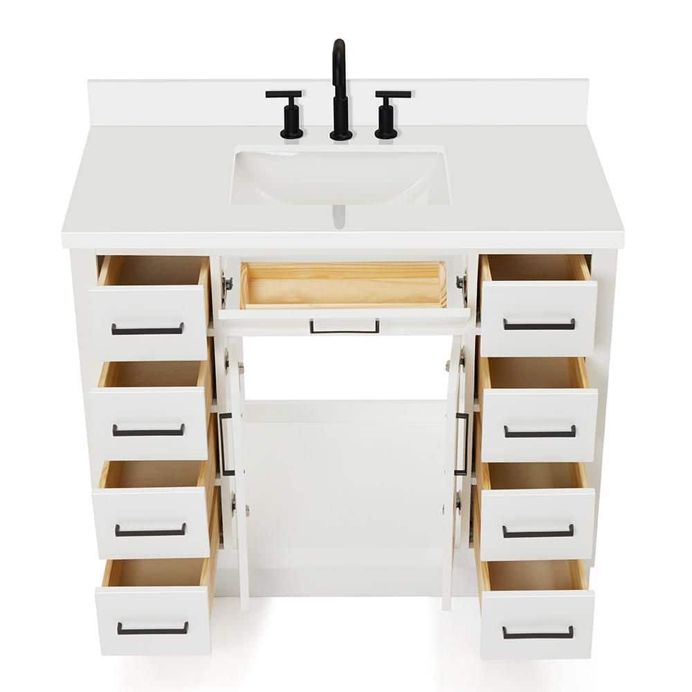Hepburn 43" White Hardwood Freestanding Single Vanity Set