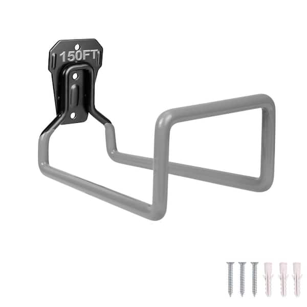 1-Pack Heavy Duty Wall Mount Metal Garden Hose Holder, Rustproof Outdoor Water Hose Hanger with Hardware (Gray)