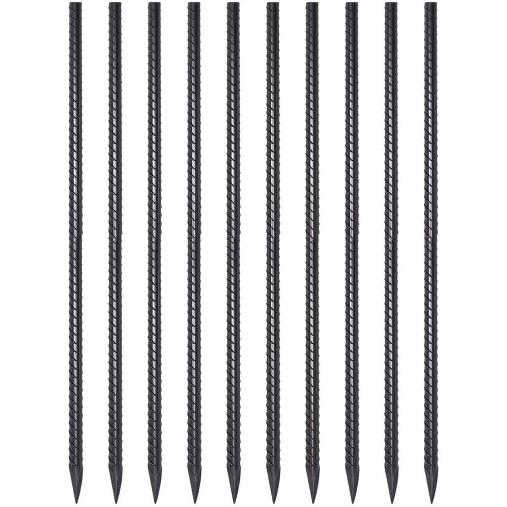 10 Pack Black 24 in. Rebar Stakes, Landscape Timber Spikes, Heavy Duty Straight Garden Plant Stakes for Concrete Forming price history on PriceWatchPro