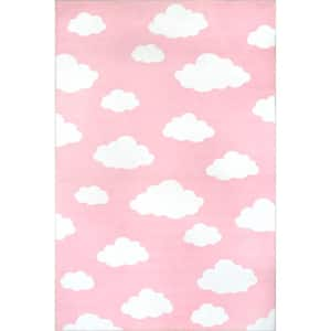 Lilia Machine Washable Kids Cloud Pink 5 ft. x 8 ft. Area Rug