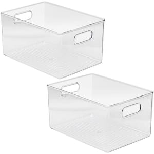 2-Pack Clear Plastic Stackable Pantry Organizer Set Storage Bins for Fridge