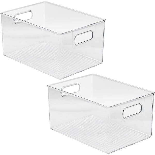 Sorbus 2 Pack Clear Plastic Storage Bins for fridge and Pantry Stackable organizer set