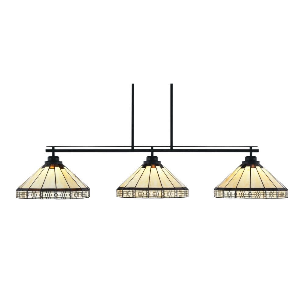 Monroe 3-Light Billiard Light, Round Fitter, Matte Black Finish, 15 in. Hon