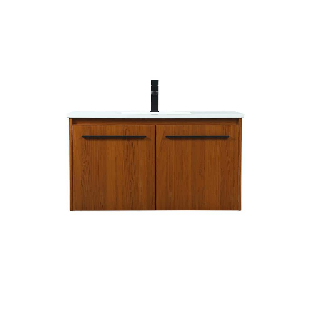 Simply Living 36 in. W x 18 in. D x 19.7 in. H Bath Vanity in Teak with Ivo