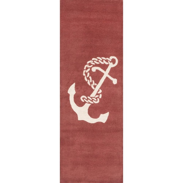 nuLOOM Nautical Anchor Rust 2 ft. x 6 ft. Indoor Runner Rug