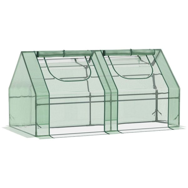 5.9 ft. W x 3 ft. D x 3 ft. H Portable Greenhouse with 2 PE/Plastic Covers and 2 Roll Up Windows in Green