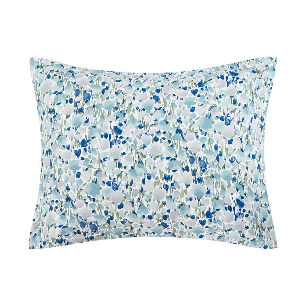 Olivia Blue Floral Twin Cotton Duvet Cover Set