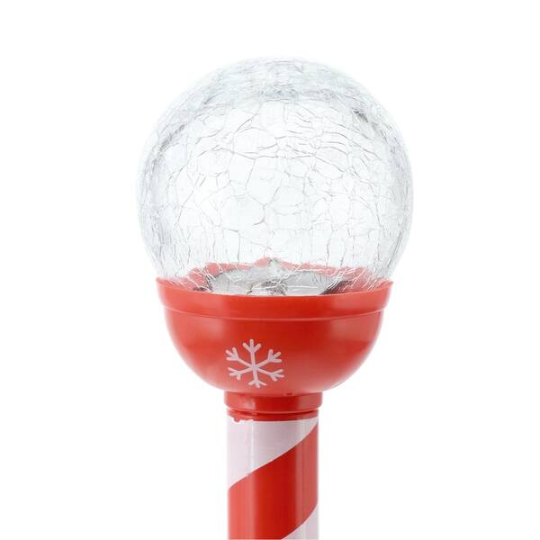 solar led crackle ball stake light home depot