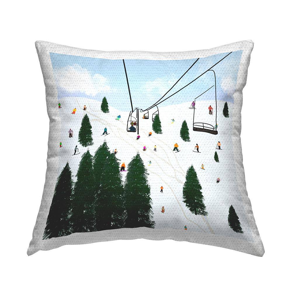 Busy Ski Slopes Lift Winter Sports Scenery Blue Square Outdoor Throw Pillow price history on PriceWatchPro