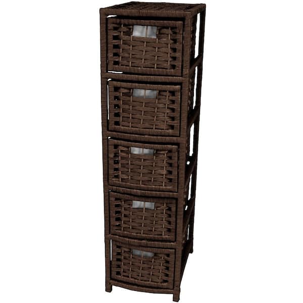 Oriental Furniture 5-Drawer Mocha Natural Fiber Occasional Trunk