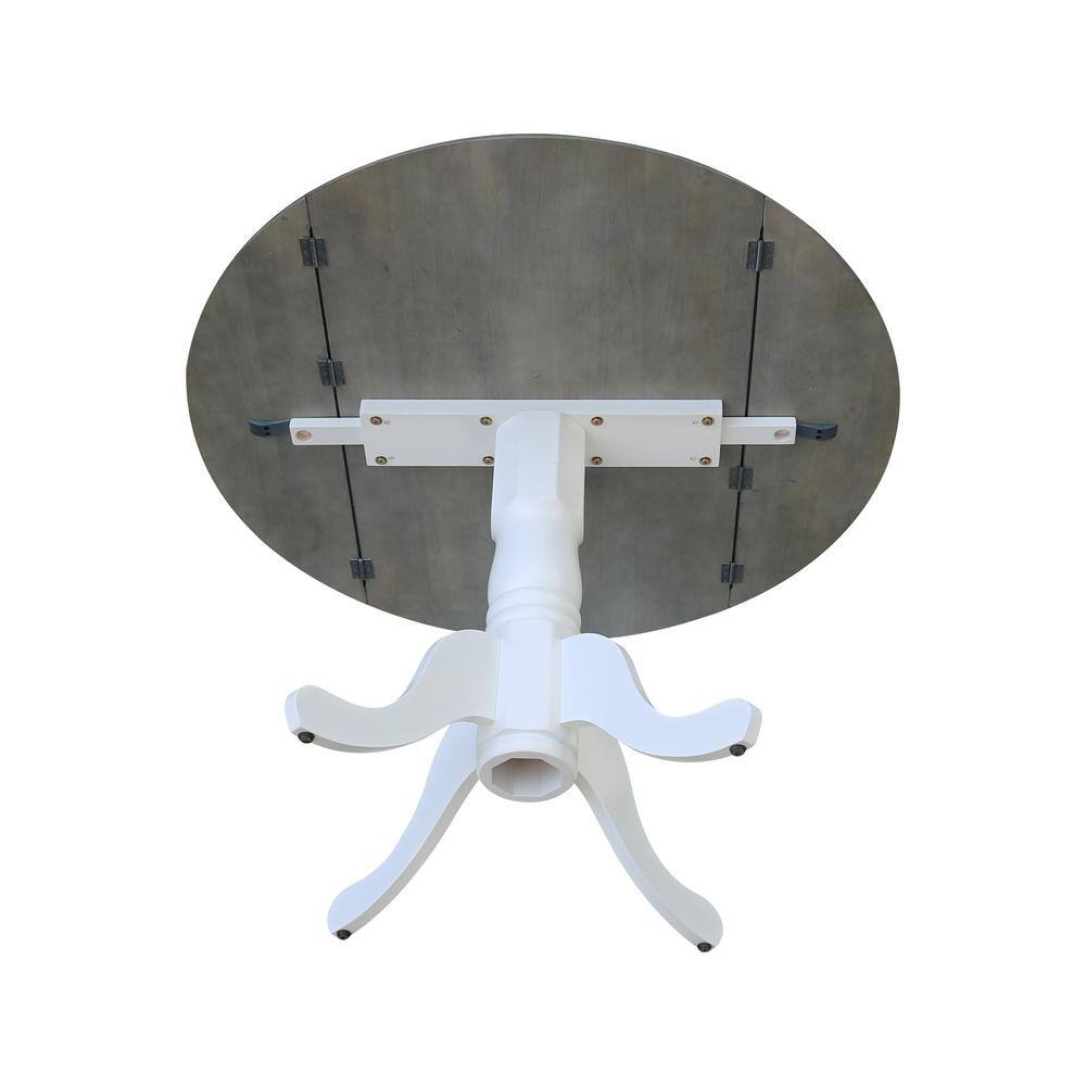 Heather Gray & White 42" Round Wood Extendable Dining Table