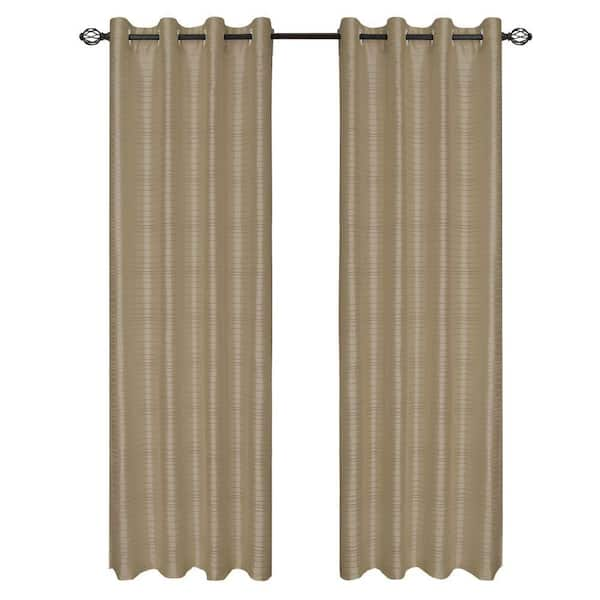 Lavish Home Taupe Maggie Grommet Curtain Panel, 84 in. Length