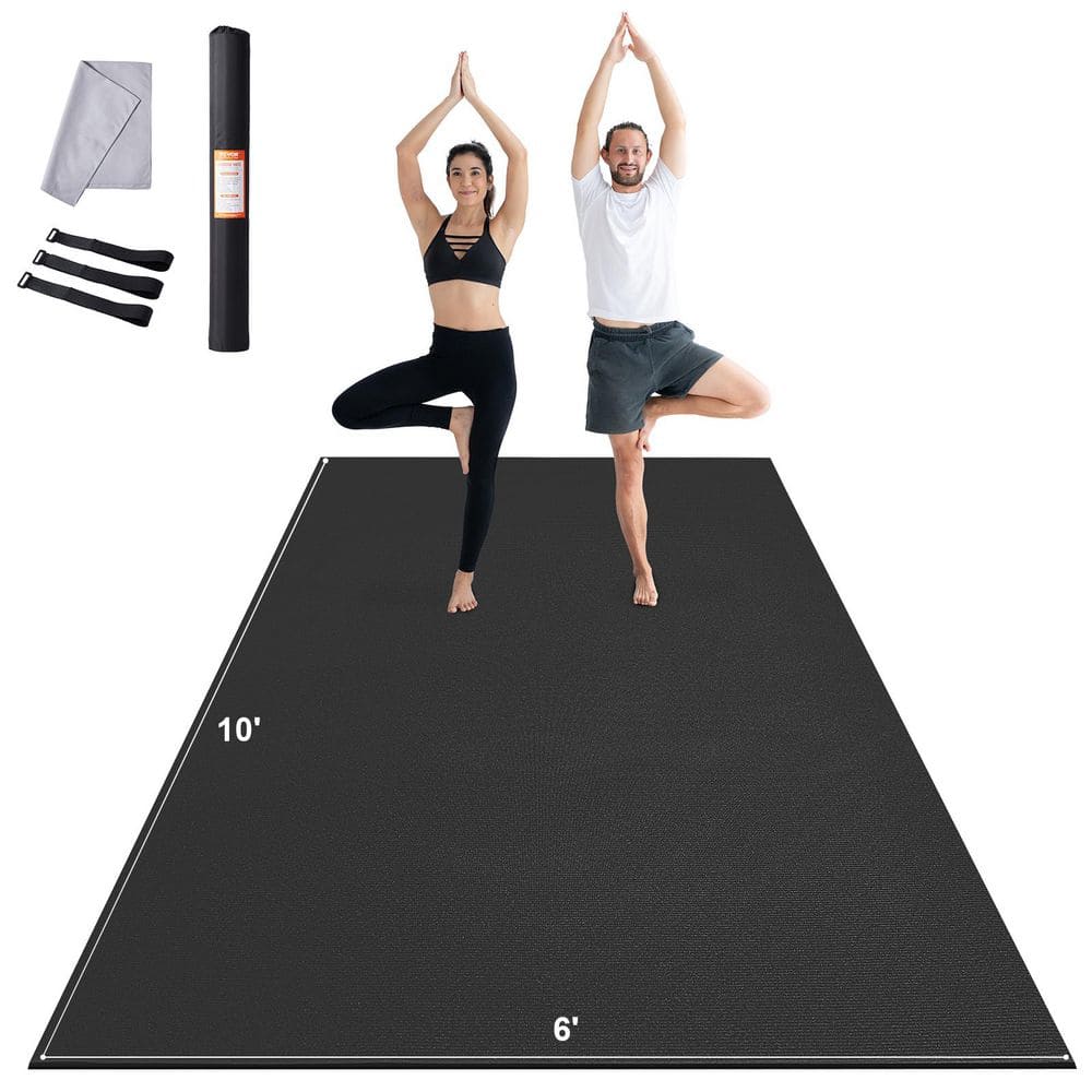 VEVOR Exercise Mat Black 72 in. W x 120 in. L 0.28 in. T Rubber