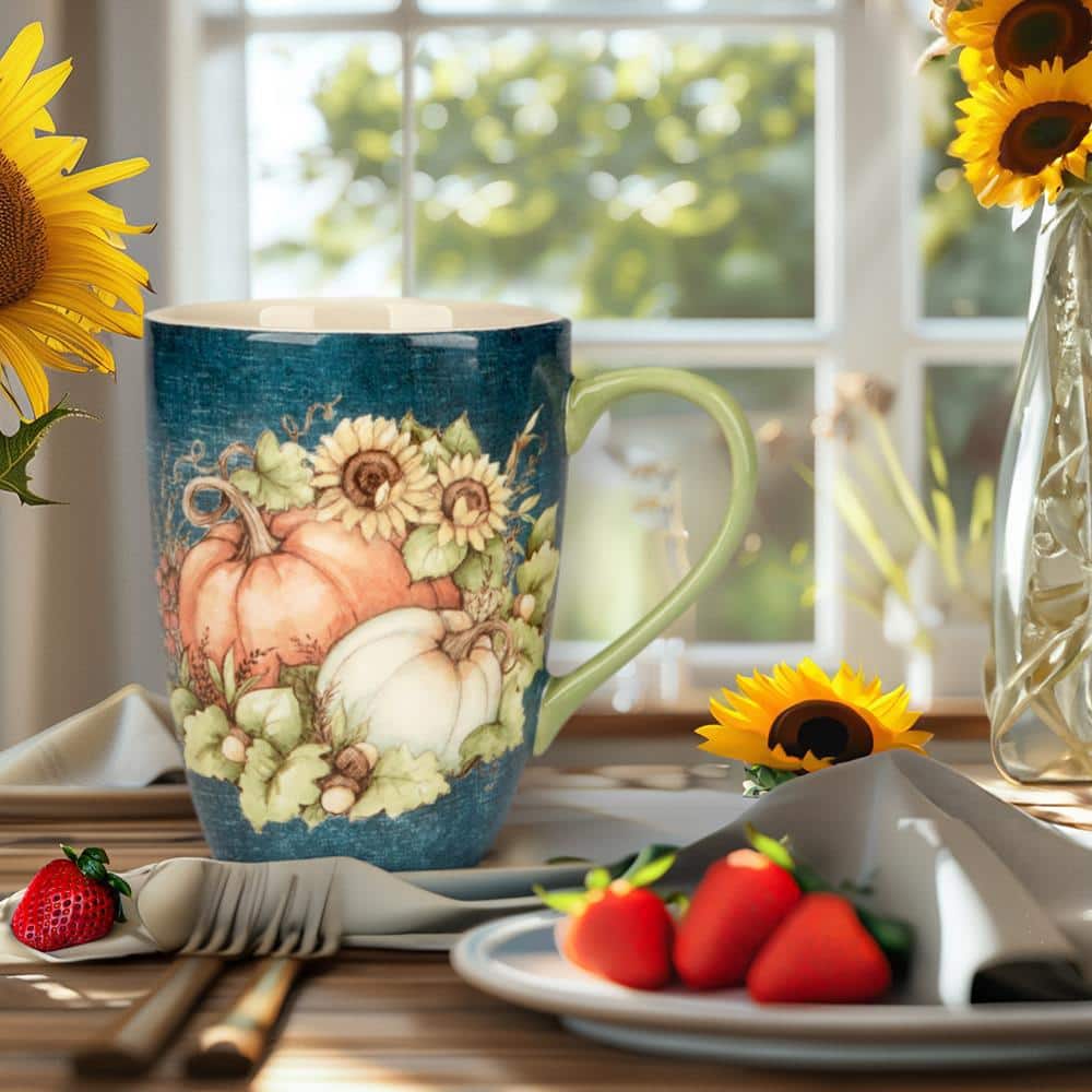 Autumn Breeze Ceramic Fall-Themed 20oz Mugs Set of 4