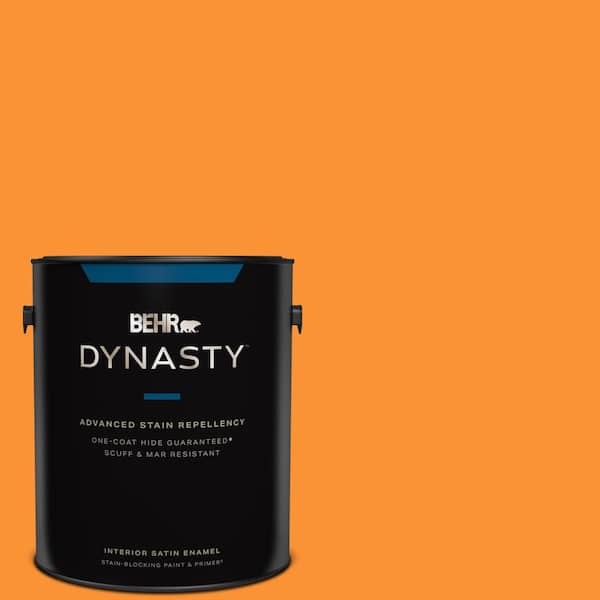 BEHR DYNASTY 1 gal. #P240-7 Joyful Orange Satin Enamel Interior Stain-Blocking Paint and Primer