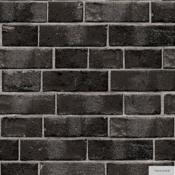 Tempaper Ebony Brick Vinyl Peel and Stick Textured Wallpaper Roll (Covers 56 sq. ft.)