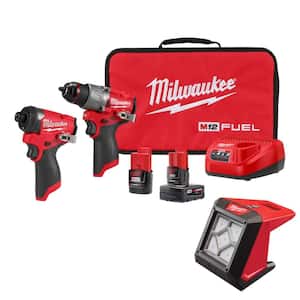 M12 FUEL 12-Volt Li-Ion Brushless Cordless Hammer Drill and Impact Driver Combo Kit (2-Tool) with LED Flood Light