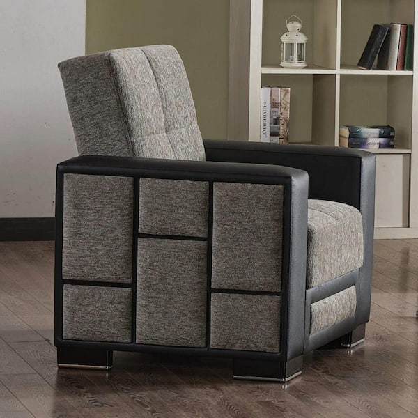 Skylight Collection Convertible Gray Armchair with Storage