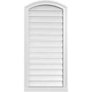 20 in. x 40 in. Arch Top Surface Mount PVC Gable Vent: Decorative with Brickmould Sill Frame