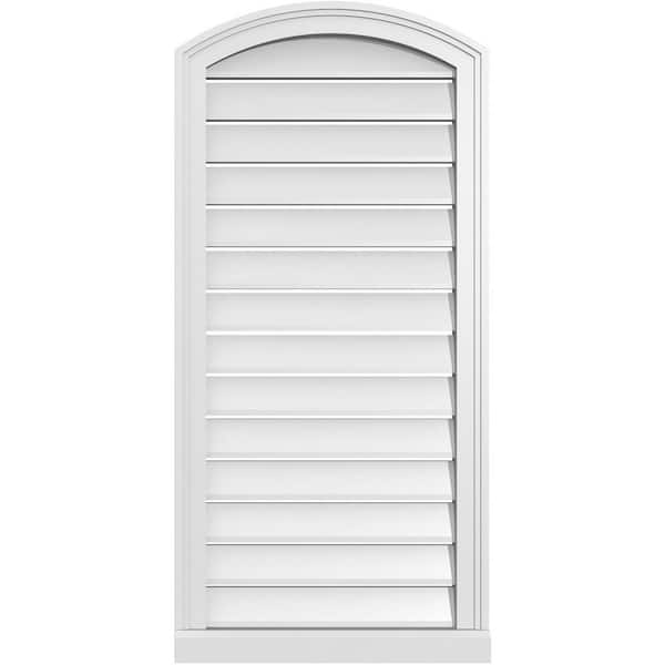 Ekena Millwork 20 in. x 40 in. Arch Top Surface Mount PVC Gable Vent: Decorative with Brickmould Sill Frame