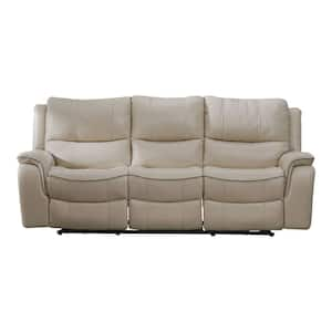 Dinne 88 in. W Pillow Top Arm Polyester Rectangle Reclining Sofa in Beige